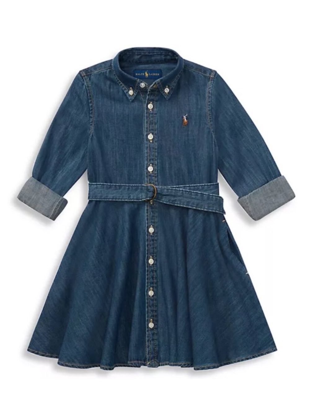 Polo by Ralph Lauren Girls' Blue Denim Shirt Dress